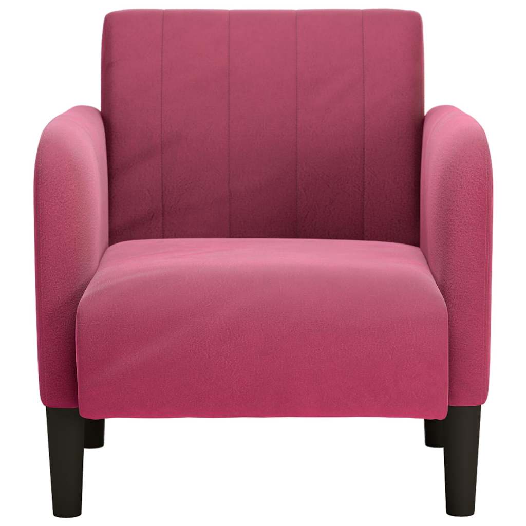 Poltrona com apoio de braços 54 cm veludo vermelho tinto