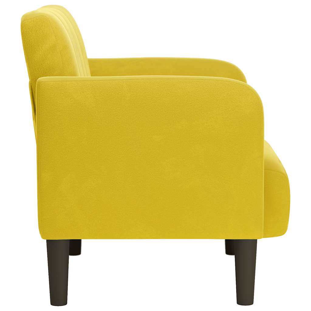 Poltrona com apoio de braços 54 cm veludo amarelo