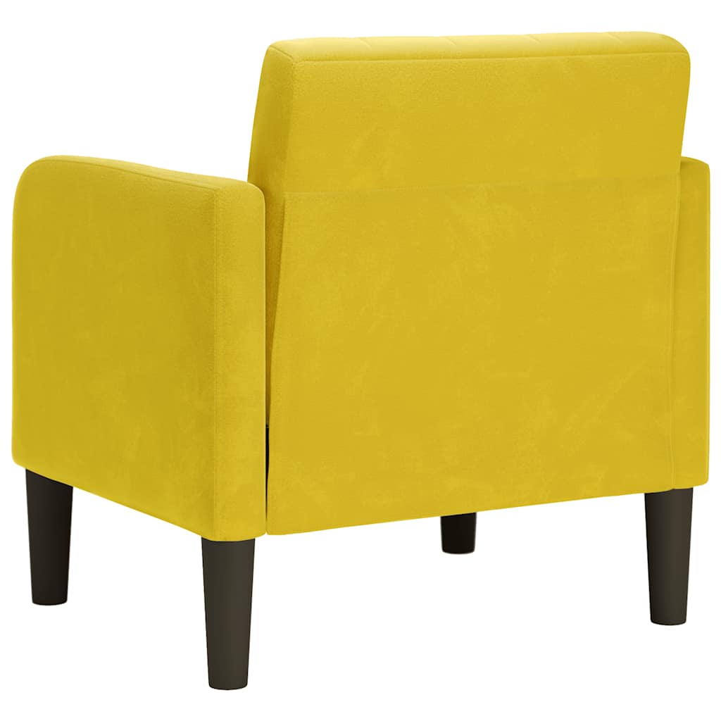 Poltrona com apoio de braços 54 cm veludo amarelo