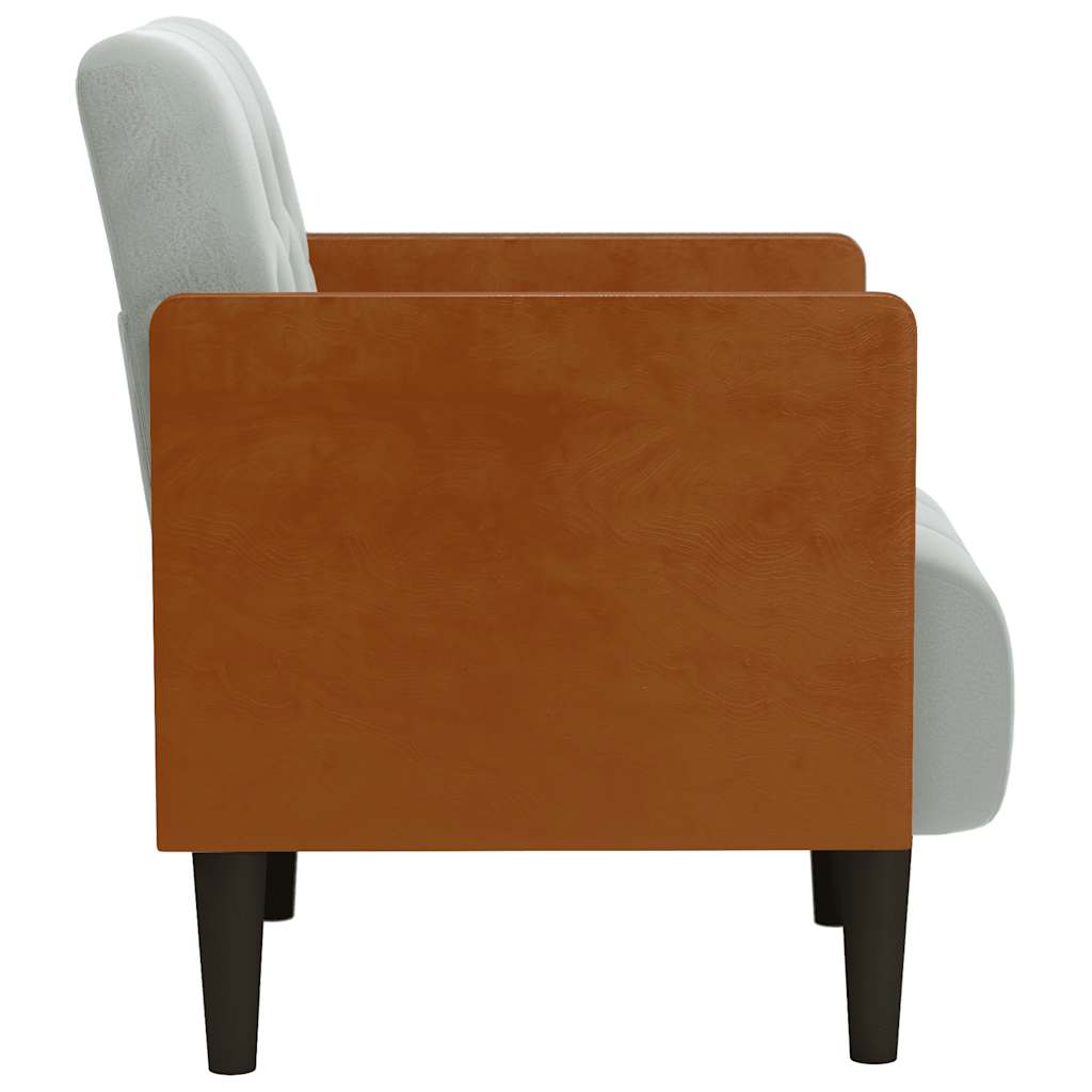 Poltrona com apoio de braços 55 cm veludo cinzento-claro
