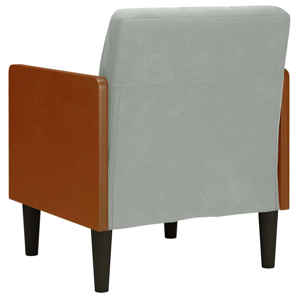 Poltrona com apoio de braços 55 cm veludo cinzento-claro