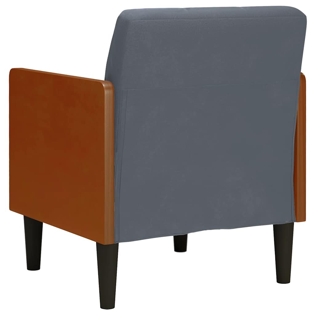 Poltrona com apoio de braços 55 cm veludo cinzento-escuro