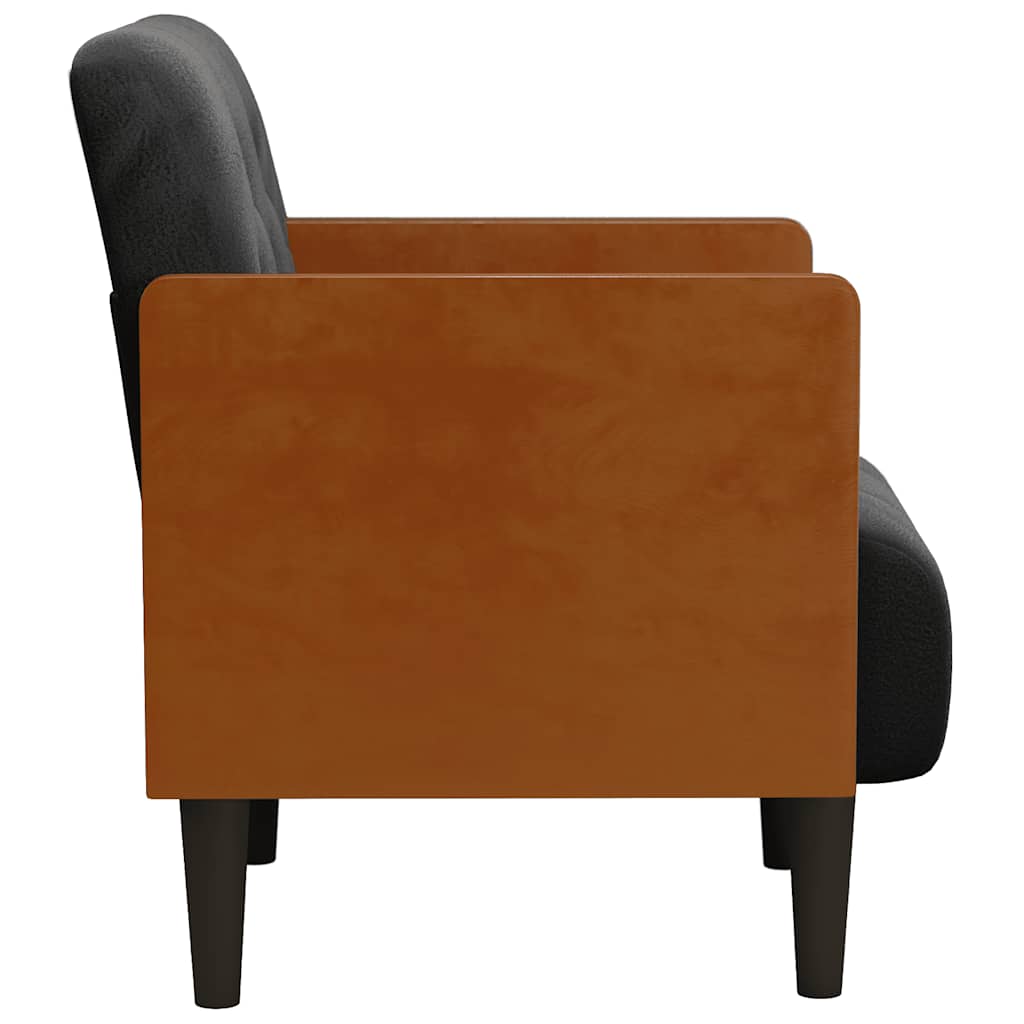 Poltrona com apoio de braços 55 cm veludo preto