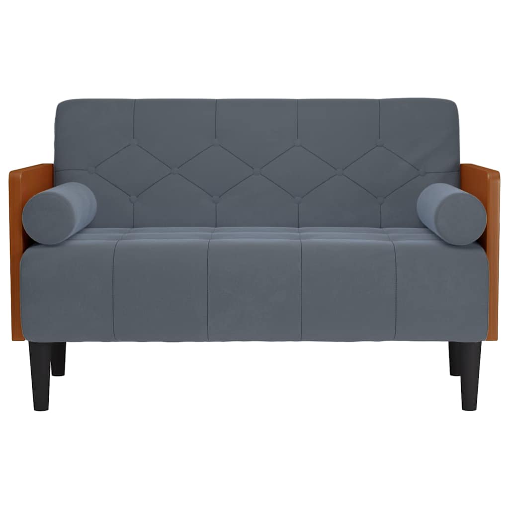 Sofá-luvas com rolos 110 cm veludo cinzento-escuro