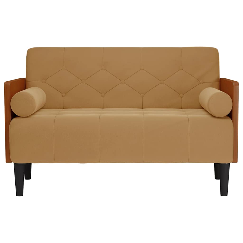 Sofá-luvas com rolos 110 cm veludo castanho