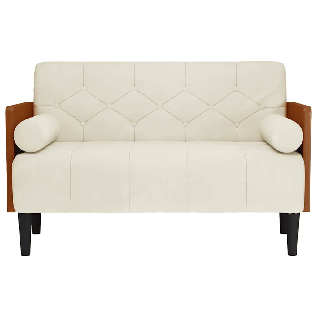 Sofá-luvas com rolos 110 cm veludo creme
