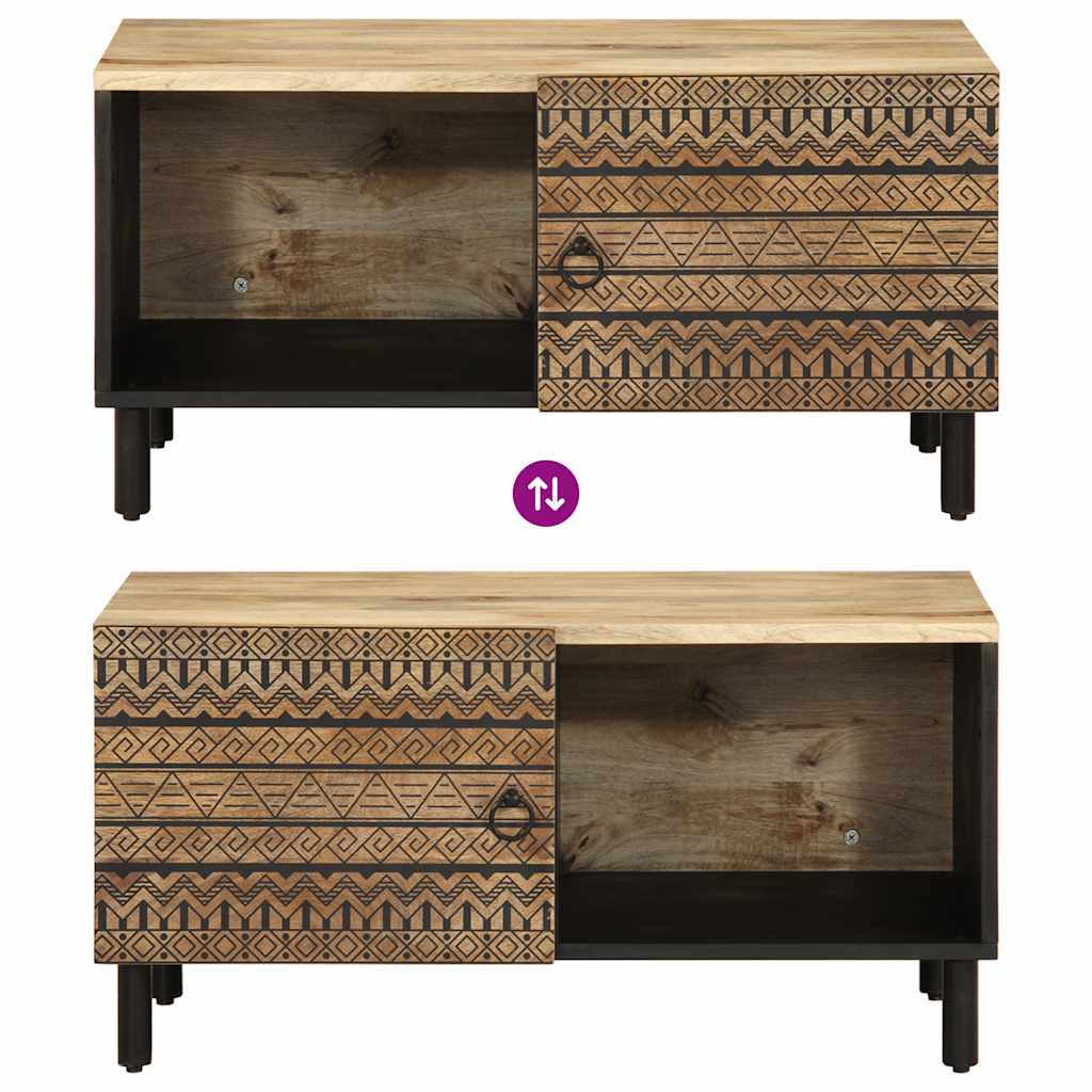 Mesa de centro 80x50x40cm madeira mangueira áspera maciça preto