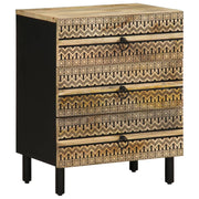 Mesa cabeceira 50x33x62cm madeira mangueira áspera maciça preto