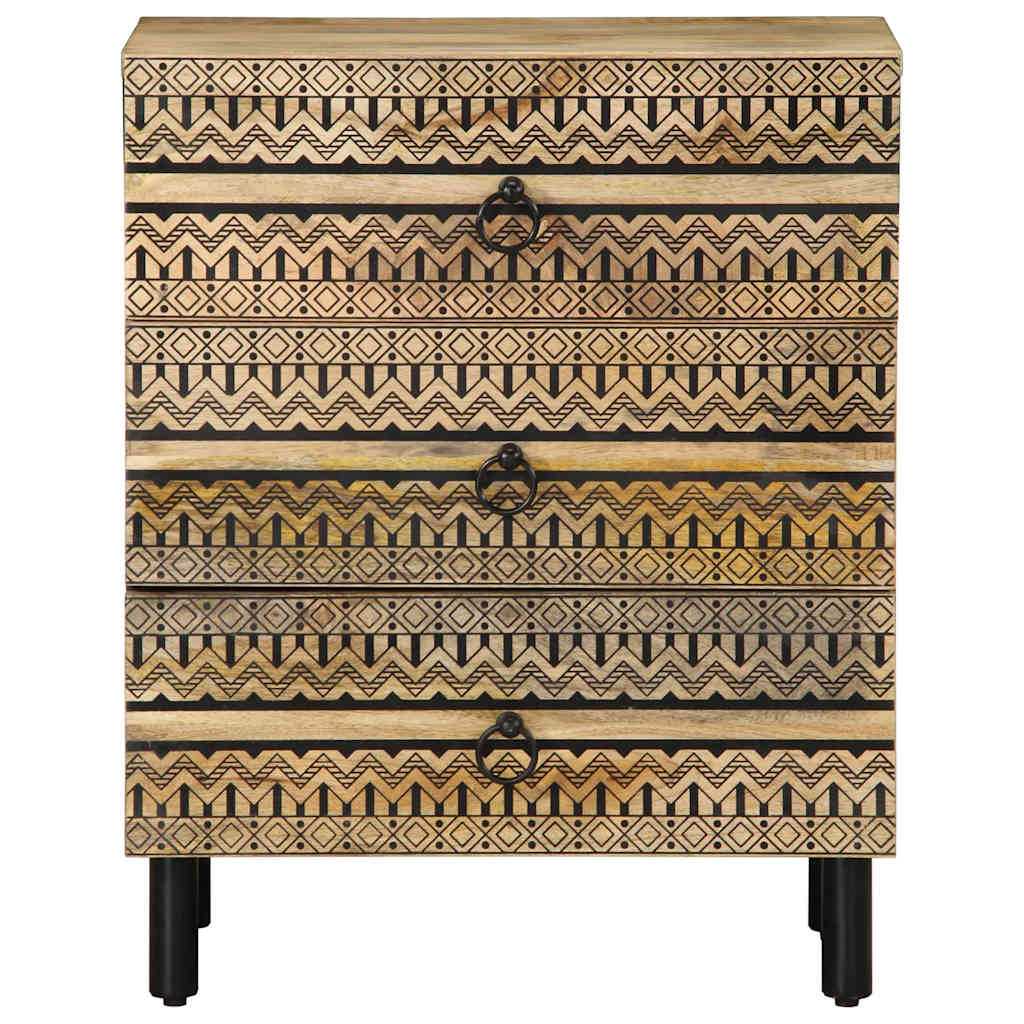 Mesa cabeceira 50x33x62cm madeira mangueira áspera maciça preto