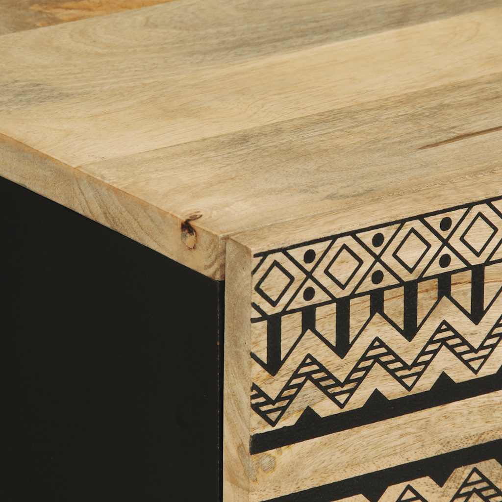 Mesa cabeceira 50x33x62cm madeira mangueira áspera maciça preto