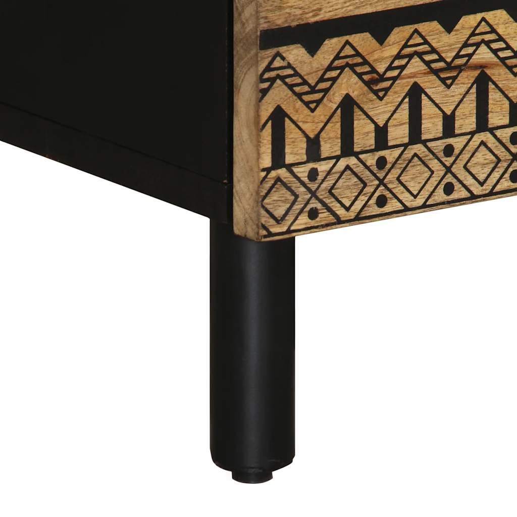 Mesa cabeceira 50x33x62cm madeira mangueira áspera maciça preto