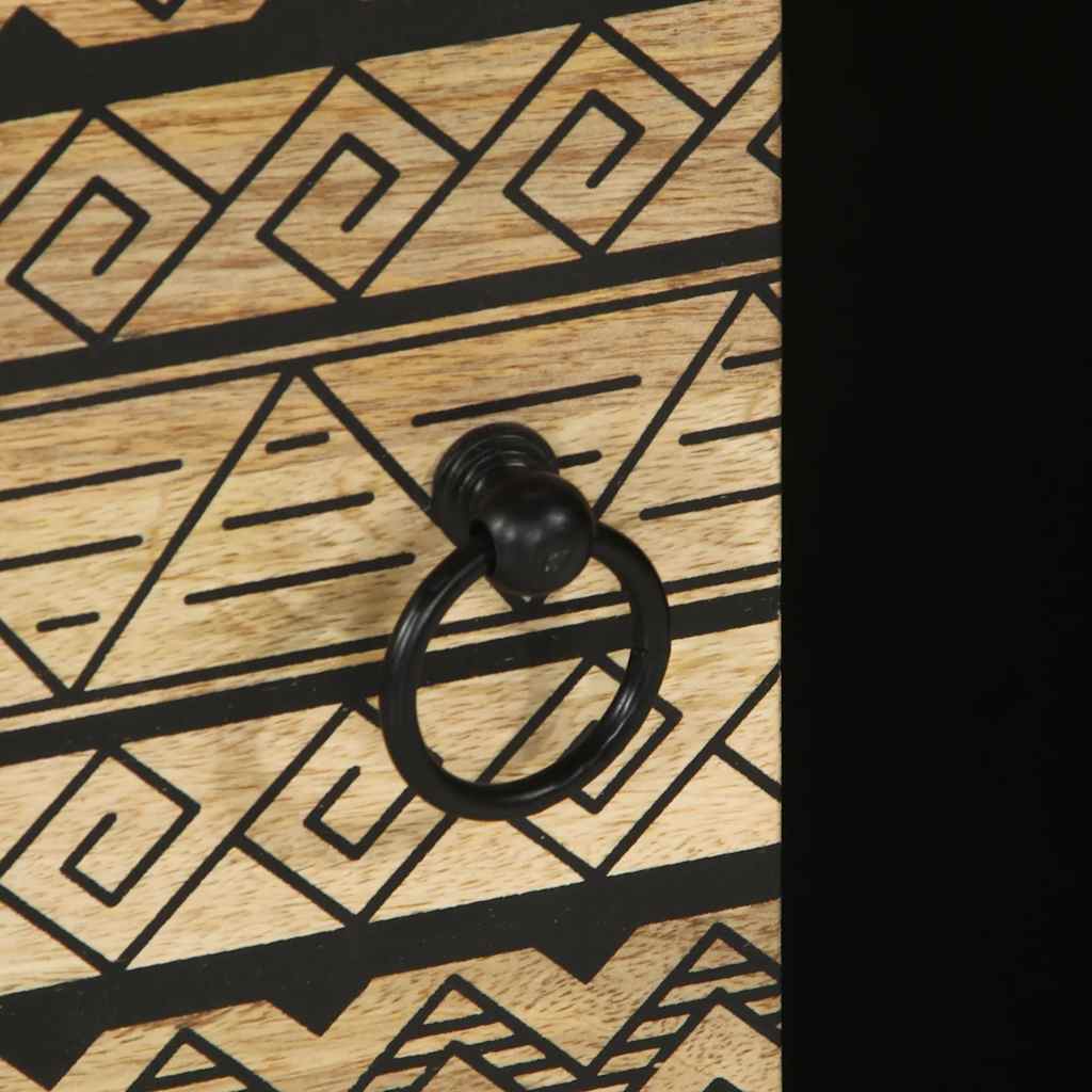 Mesa centro 100x54x40 cm madeira mangueira áspera maciça preto