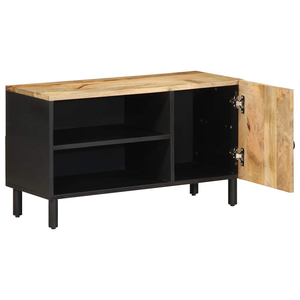 Móvel de TV 80x33,5x46 cm madeira mangueira áspera maciça preto