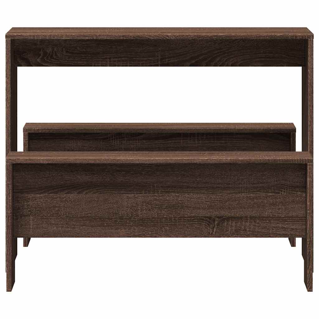 3 pcs conj. mesa jantar/banco deriv. madeira carvalho castanho