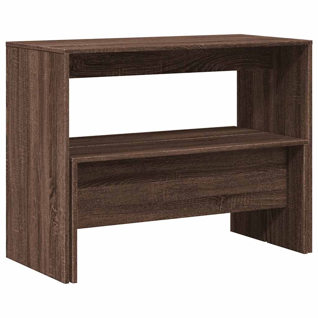 3 pcs conj. mesa jantar/banco deriv. madeira carvalho castanho