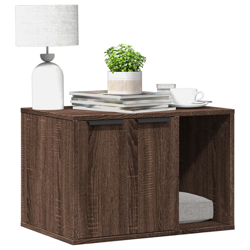 Compartim. caixa areia gatos deriv. madeira carvalho castanho