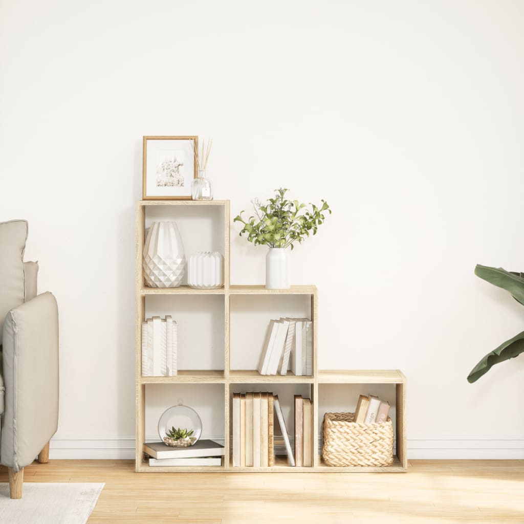 Estante divisória 3 níveis derivados de madeira cinzento sonoma