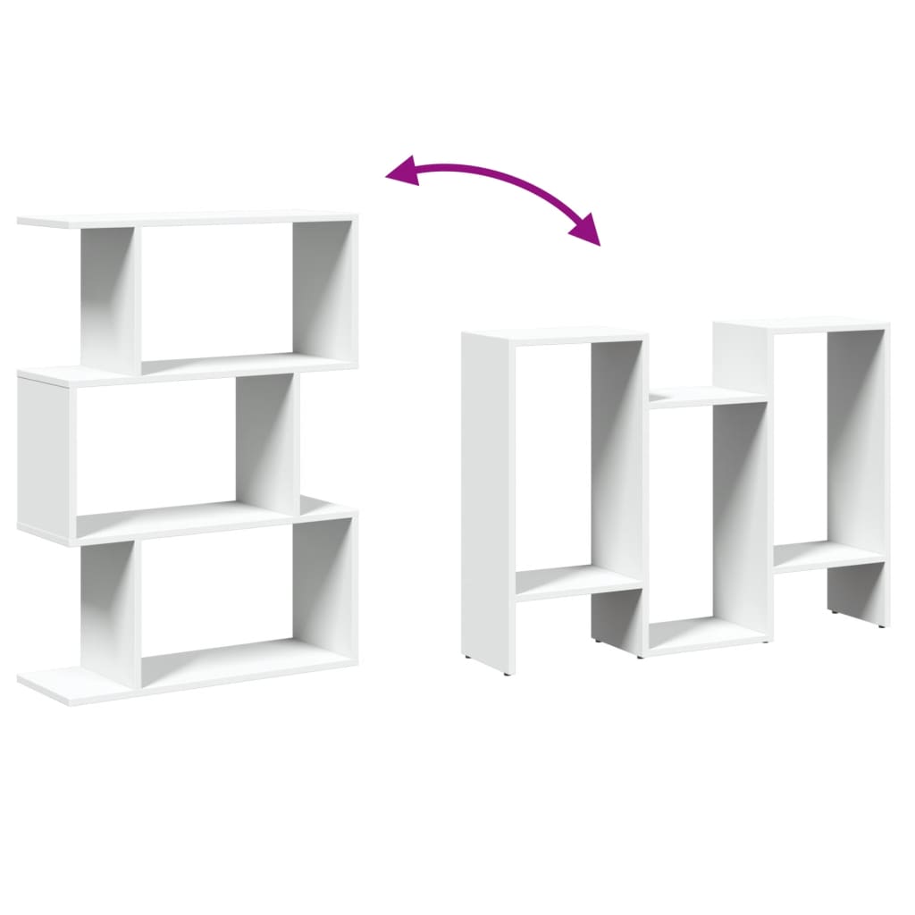 Estante divisória de ambientes com 3 níveis, branca, 70x24x97 cm, madeira projetada