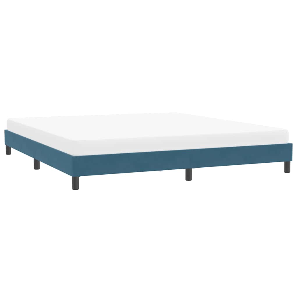 Estrutura de cama sem colchão 200x210 cm veludo azul-escuro