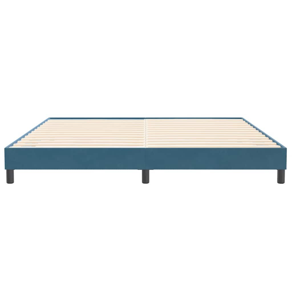 Estrutura de cama sem colchão 200x210 cm veludo azul-escuro