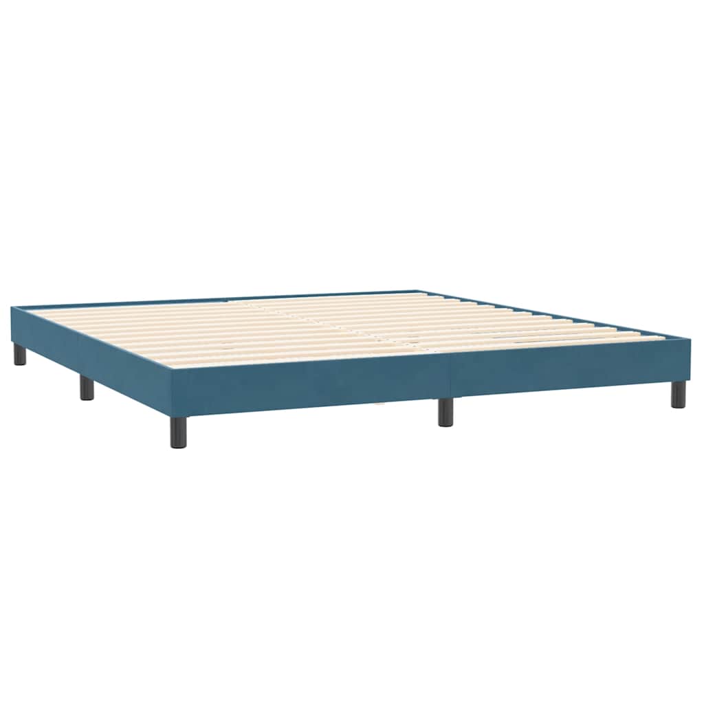 Estrutura de cama sem colchão 200x210 cm veludo azul-escuro