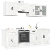 8 peças armário de cozinha conjunto Kalmar branco brilhante
