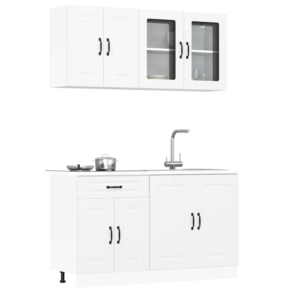 4 peças armário de cozinha conjunto Kalmar branco
