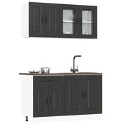 4 peças armário de cozinha conjunto Kalmar preto
