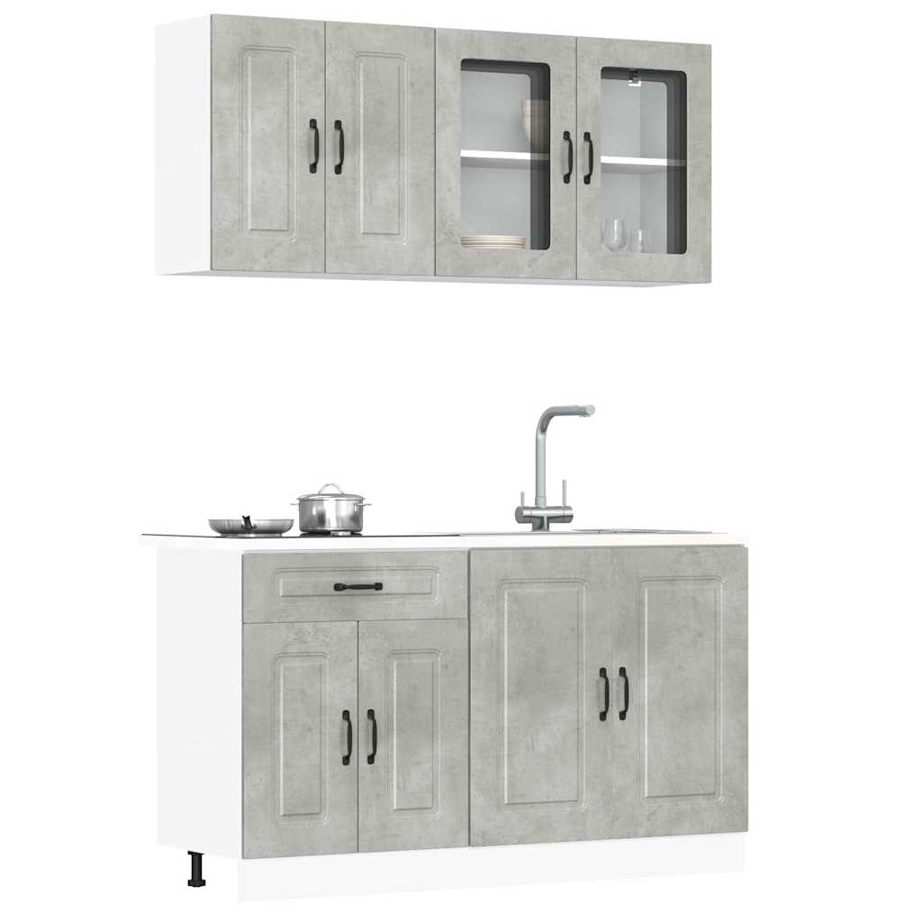 4 peças armário de cozinha conjunto Kalmar concreto cinza