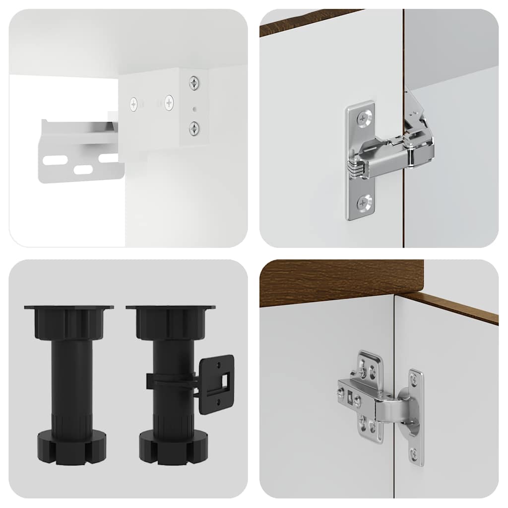 4 peças armário de cozinha conjunto Kalmar carvalho castanho