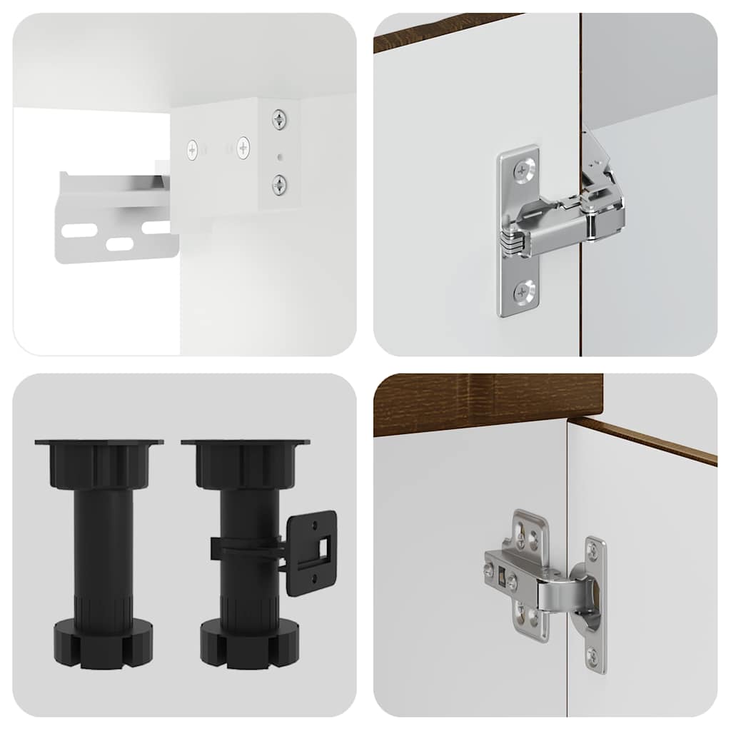 4 peças armário de cozinha conjunto Lucca carvalho castanho