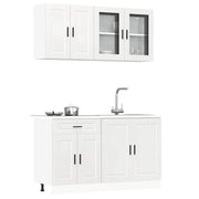 4 peças armário de cozinha conjunto Porto branco brilhante