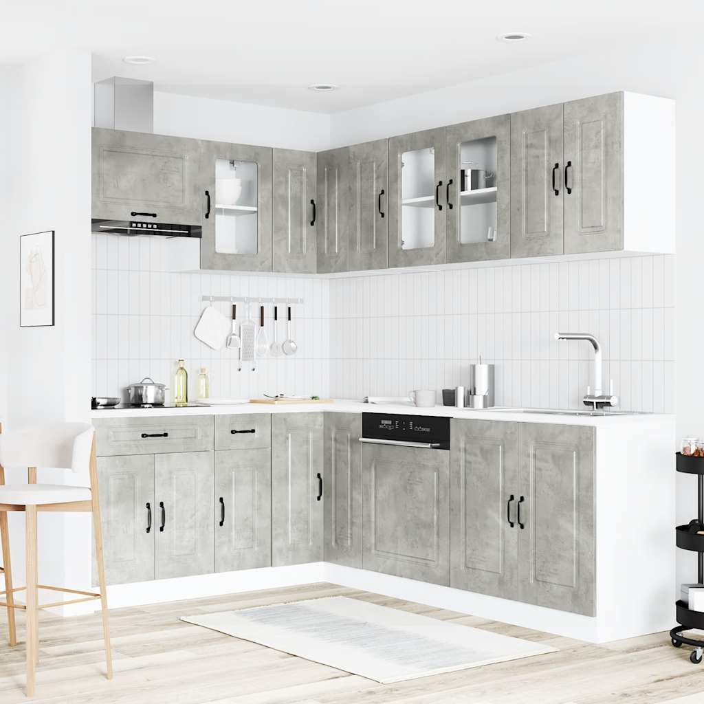 11 peças armário de cozinha conjunto Kalmar concreto cinza