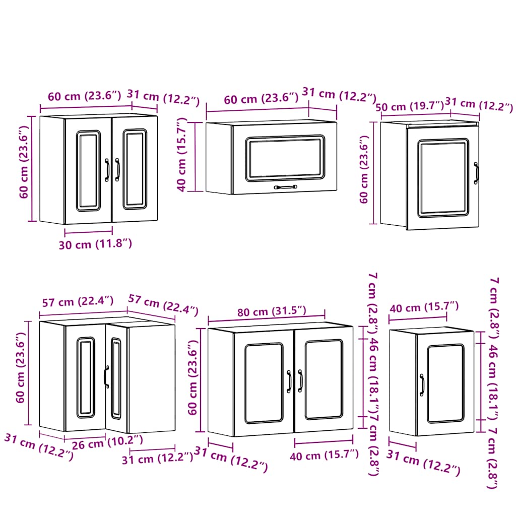 11 peças armário de cozinha conjunto Kalmar brilho branco
