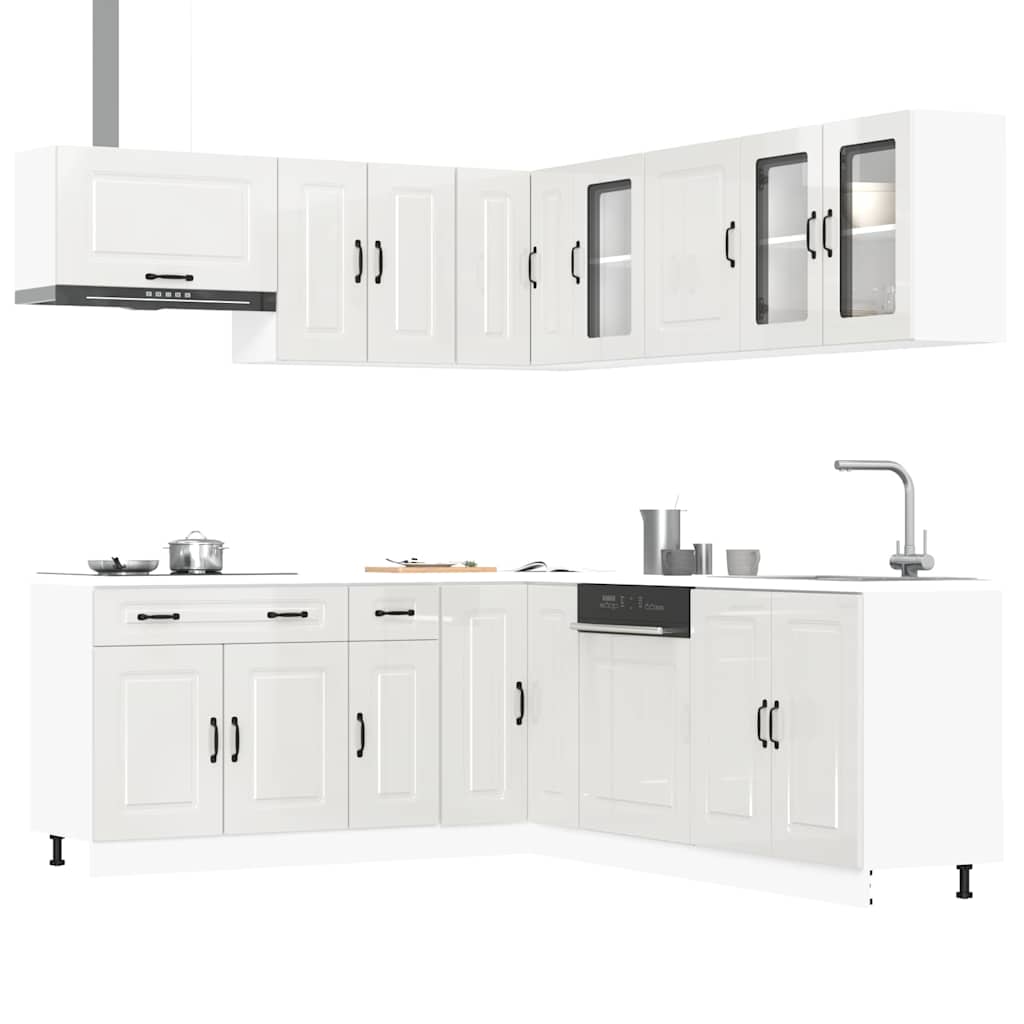 11 peças armário de cozinha conjunto Kalmar brilho branco