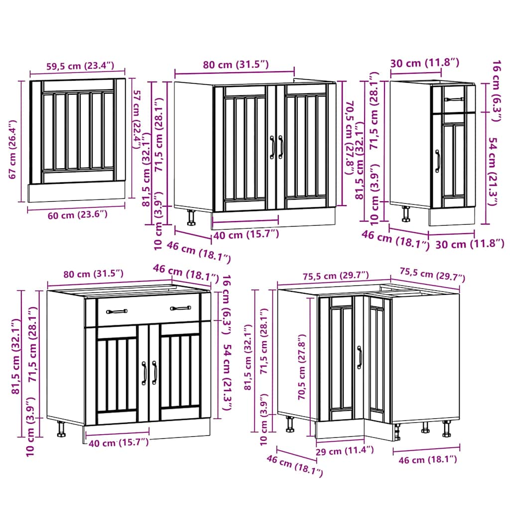 11 peças armário de cozinha conjunto Lucca branco