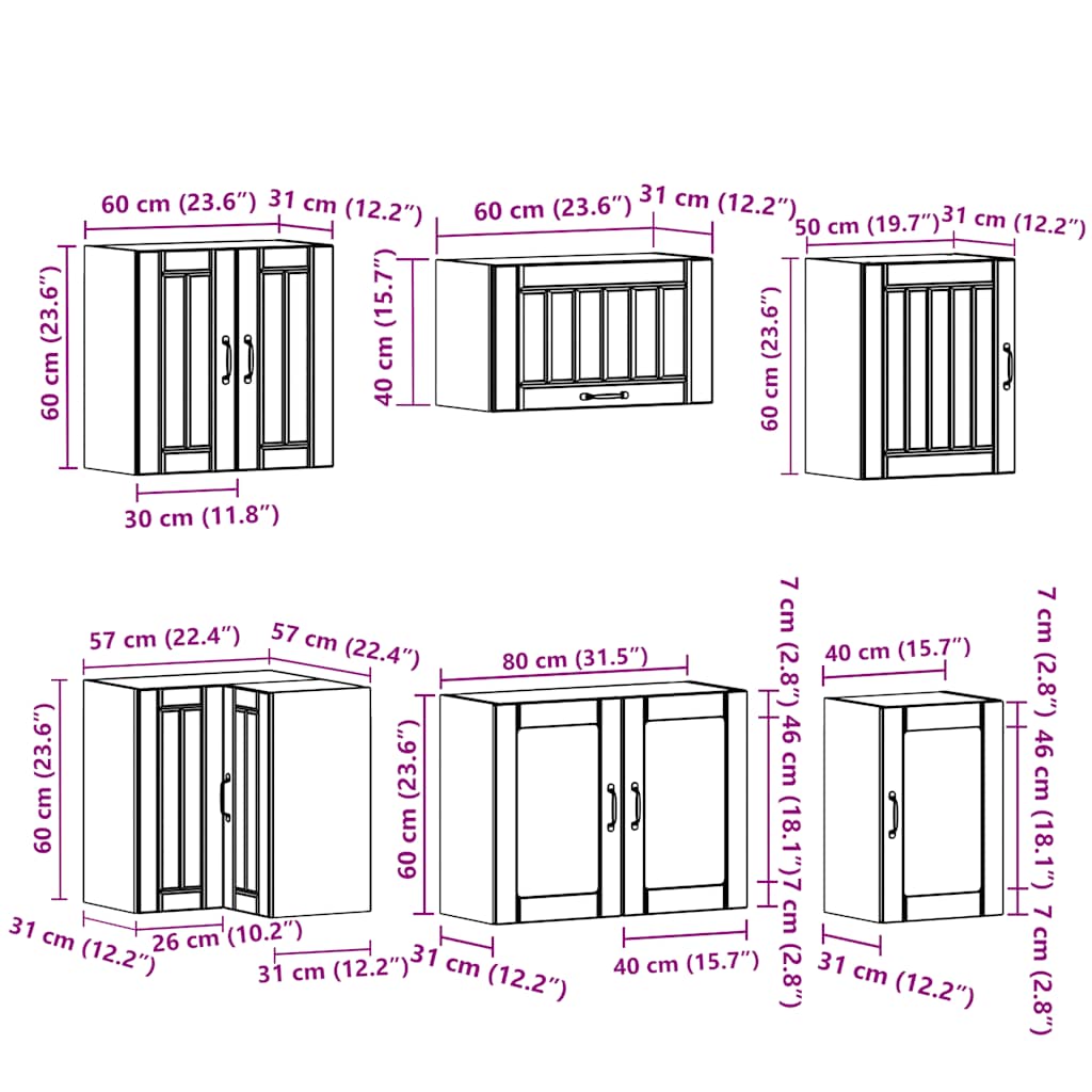 11 peças armário de cozinha conjunto Lucca branco