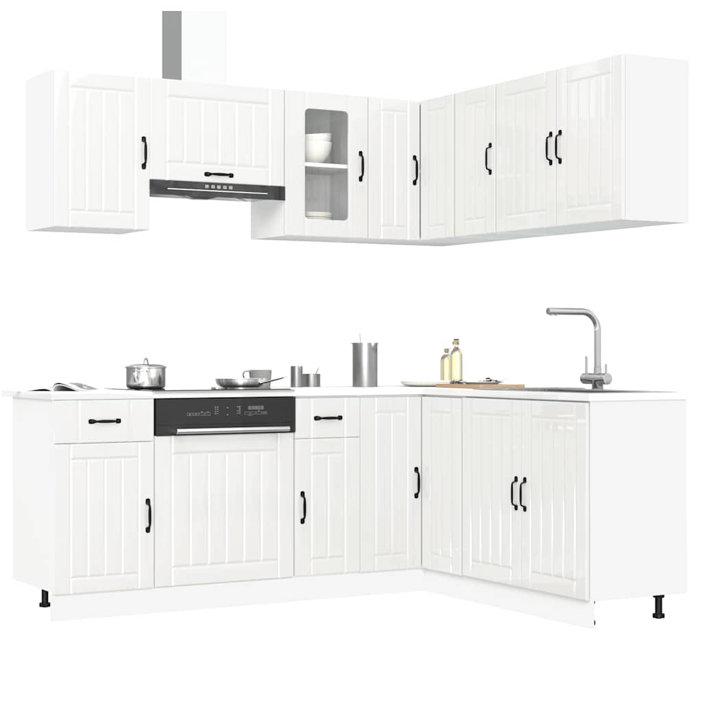 11 peças armário de cozinha conjunto Kalmar brilho branco