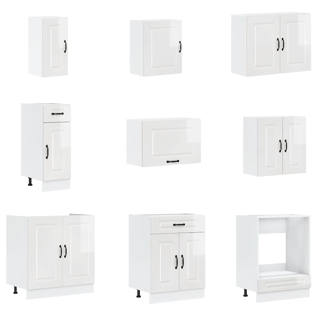 14 peças armário de cozinha conjunto Kalmar brilho branco