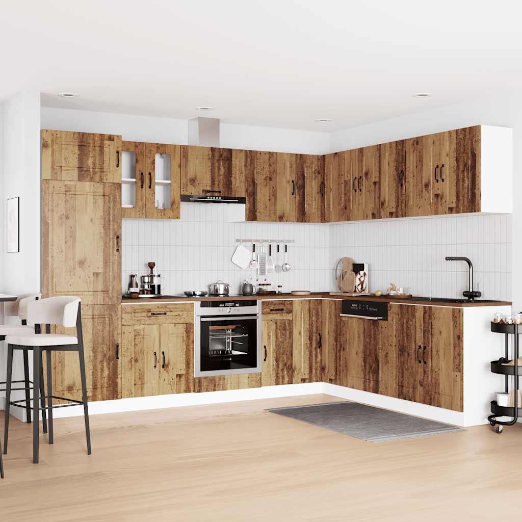 14 peças armário de cozinha conjunto Kalmar madeira velha
