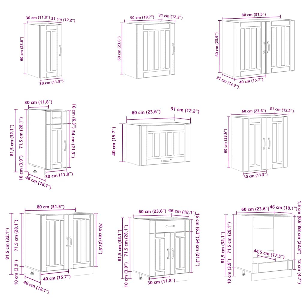 14 peças armário de cozinha conjunto Lucca branca