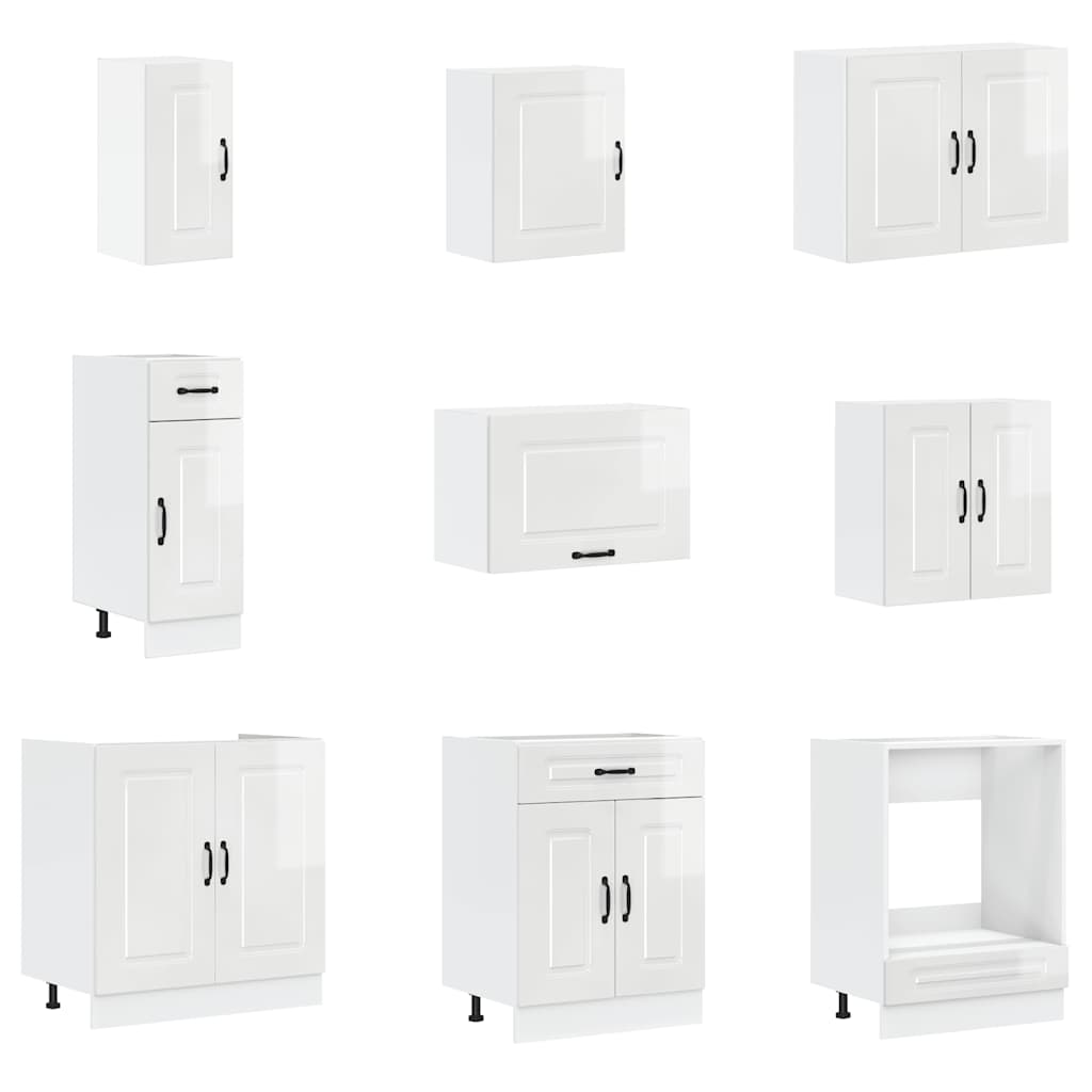 14 peças armário de cozinha conjunto Porto brilho branco