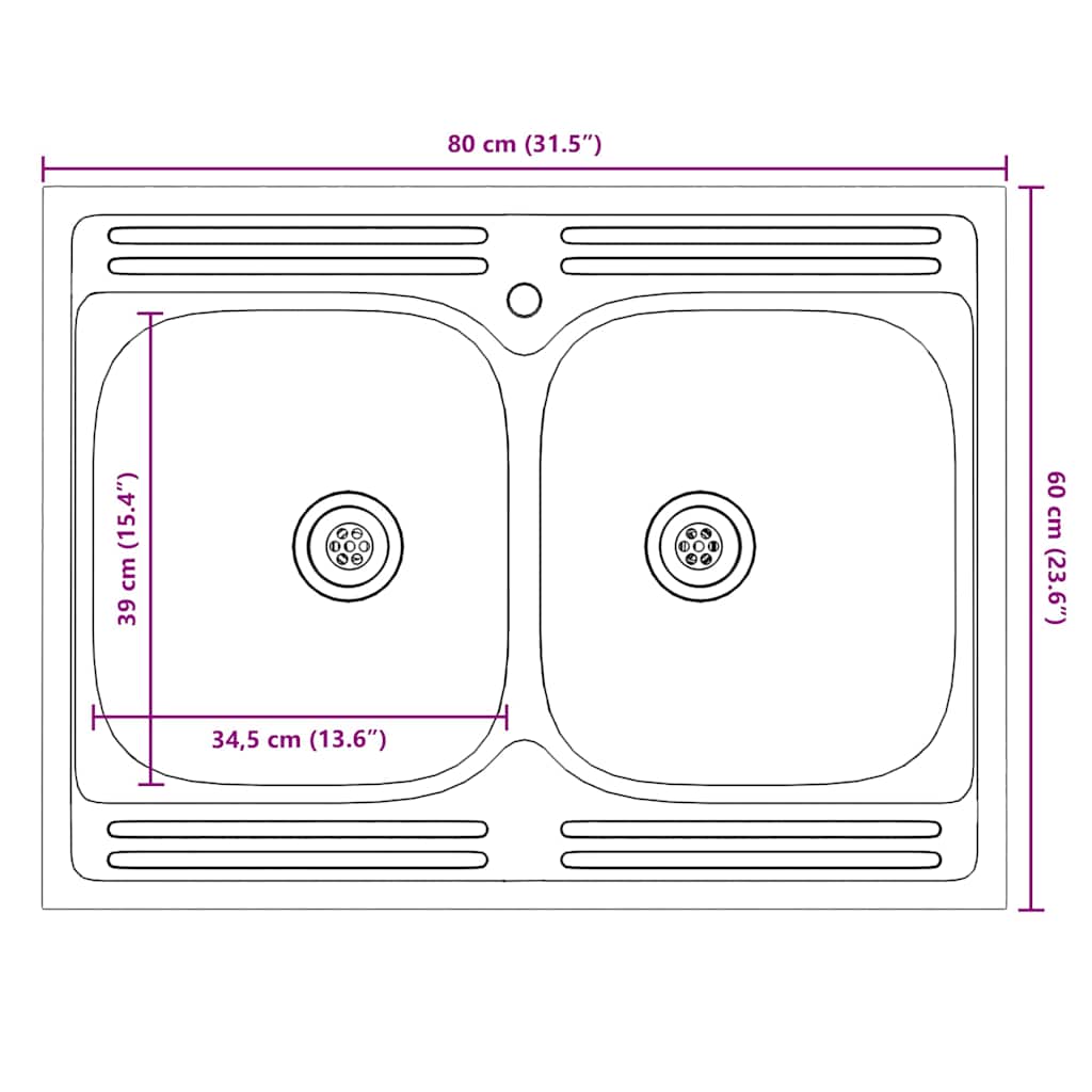 Gabinete Base para Pia Porto 2 pcs Preto 80 x 46 x 84.5 cm