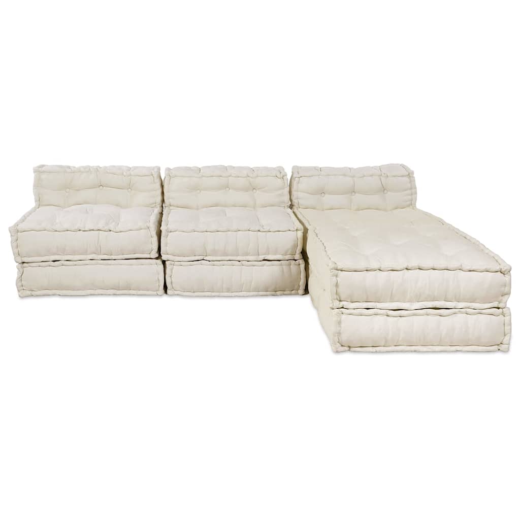 Sofá Modular Manual 4 pcs Creme 70 x 70 x 56 cm tecido