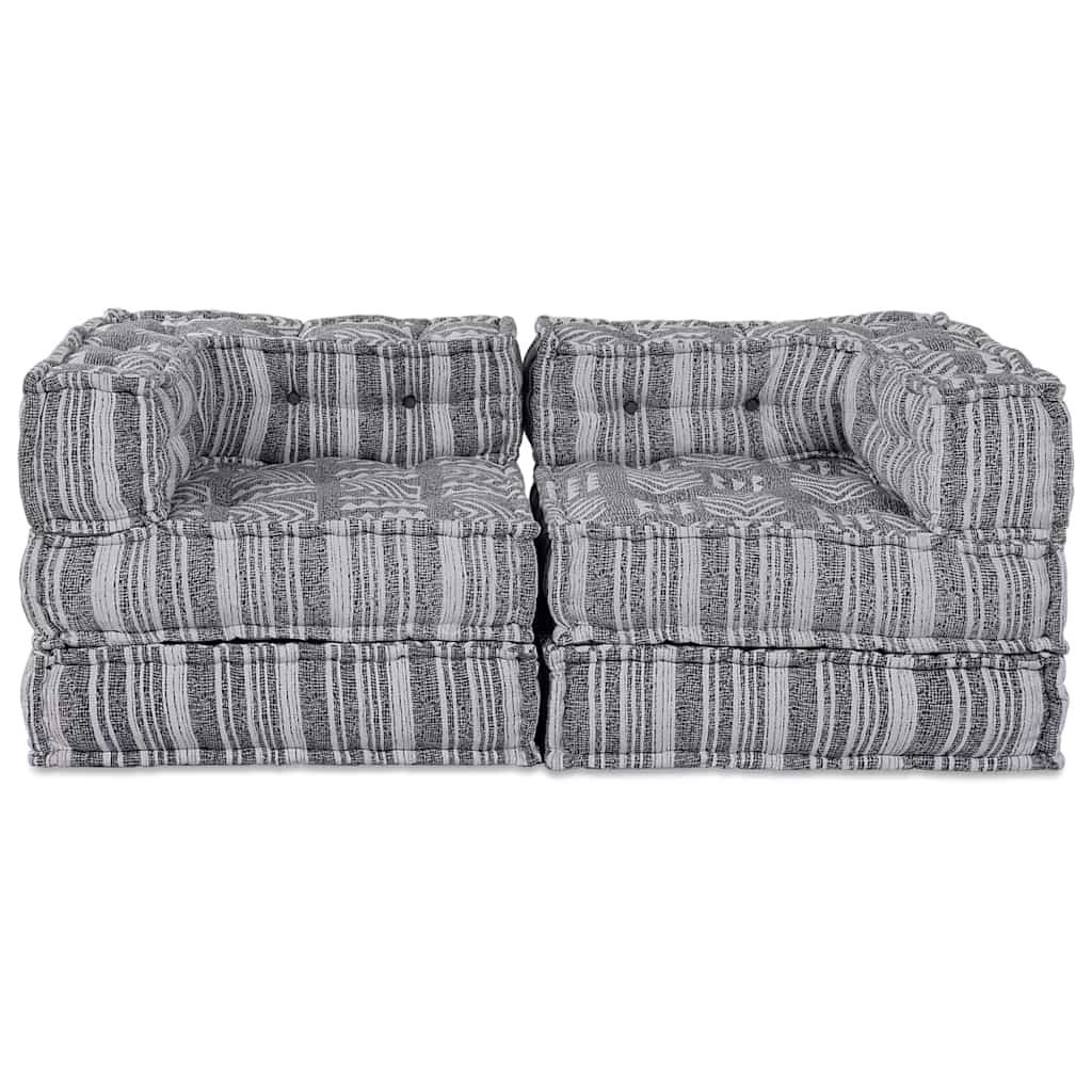Sofá Modular Riscas Manual 2 pcs Cinzeto 70 x 70 x 54 cm tecido