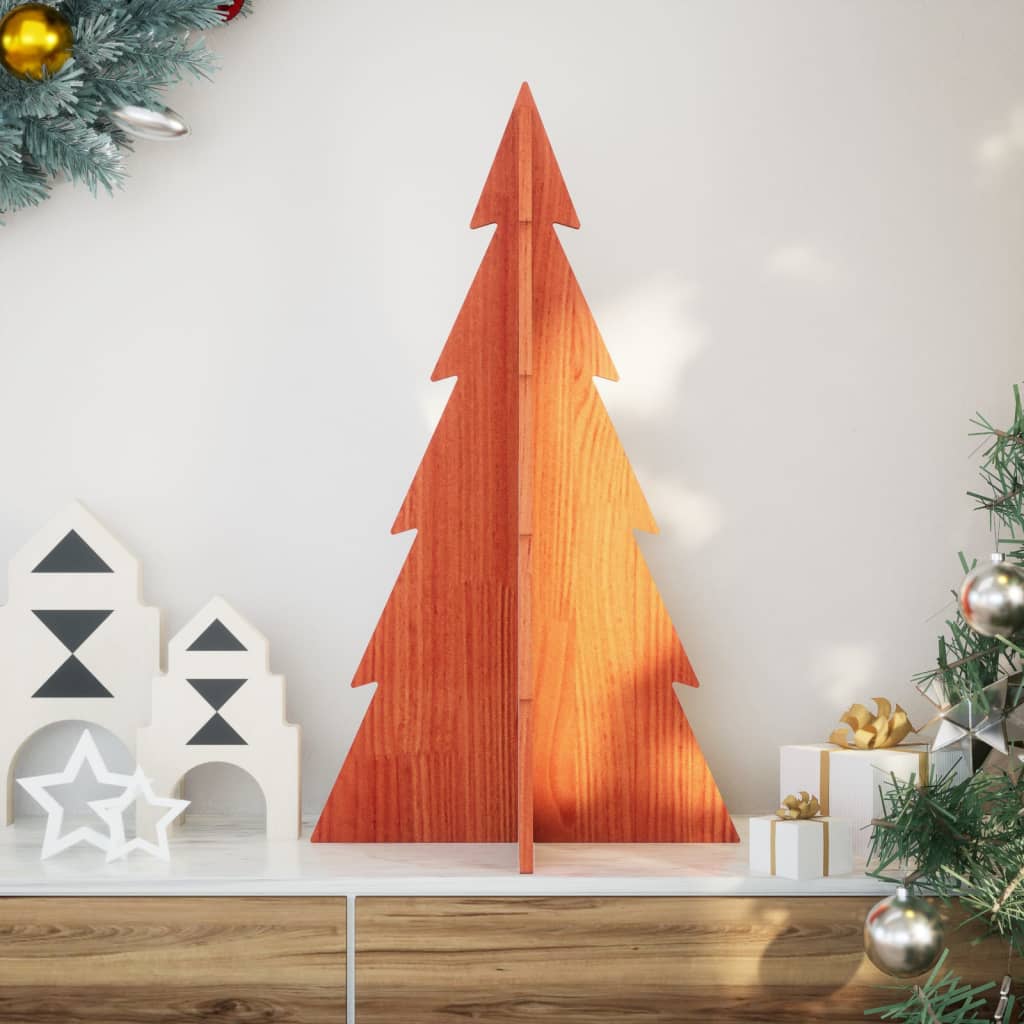 Árvore de Natal decorativa 80 cm pinho maciço castanho-mel