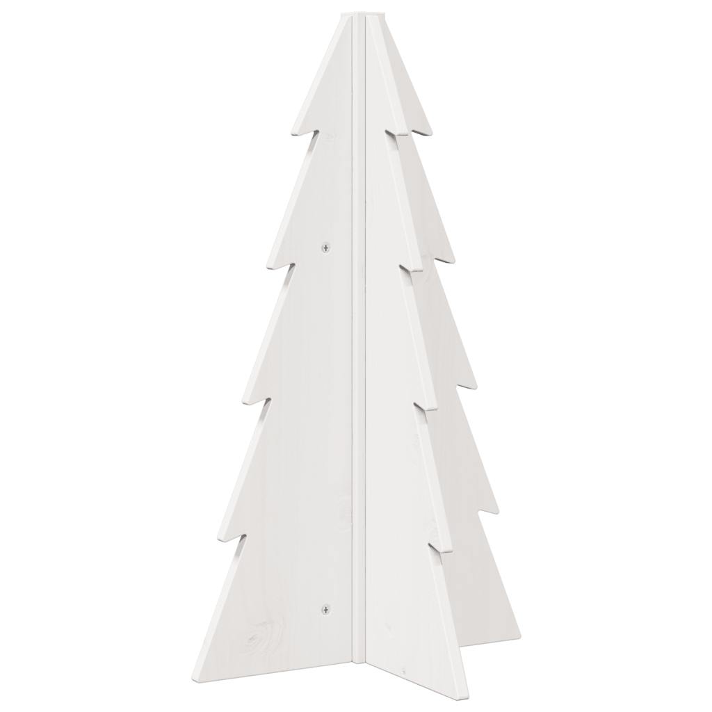 Árvore Natal decorativa 69,5 cm madeira de pinho maciça branco