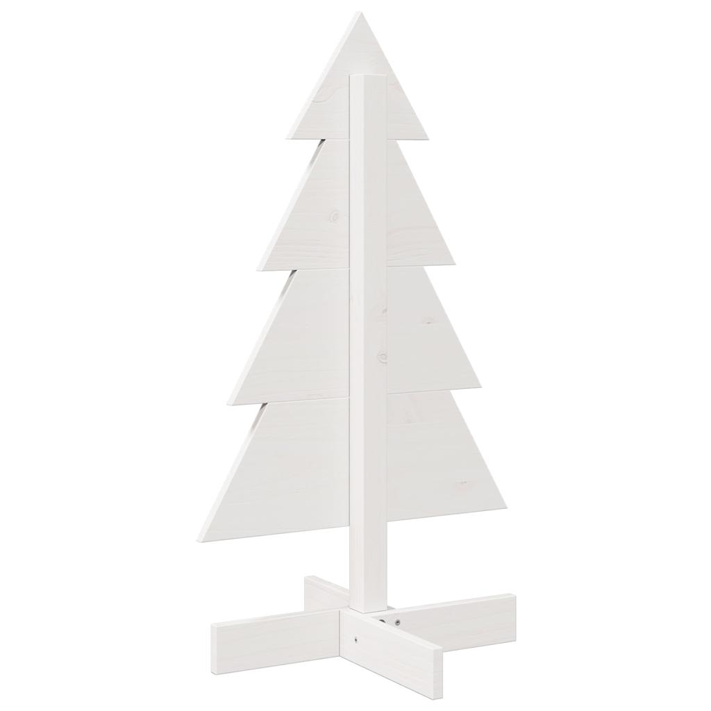 Árvore Natal decorativa 80 cm madeira de pinho maciça branco