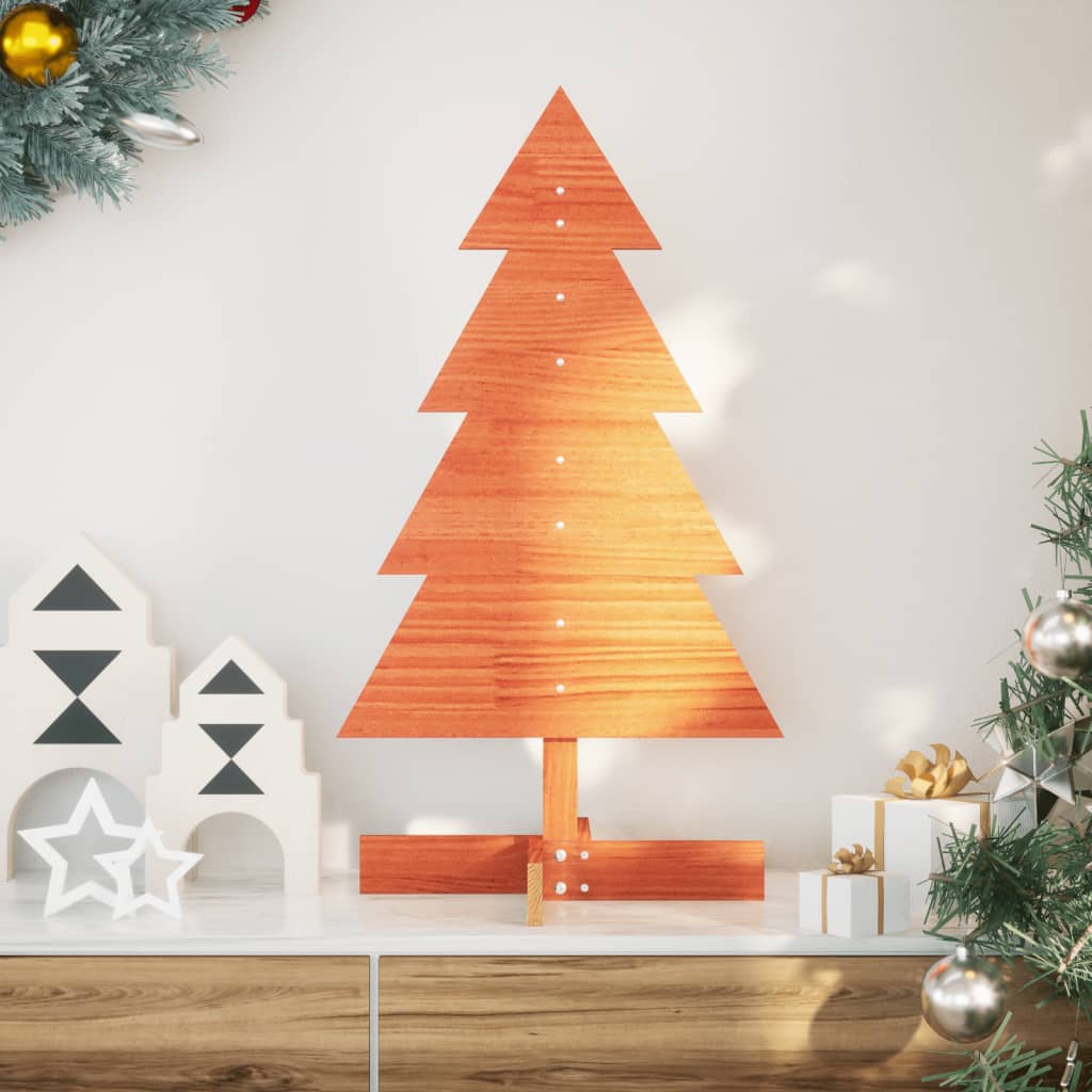 Árvore de Natal decorativa 80 cm pinho maciço castanho-mel