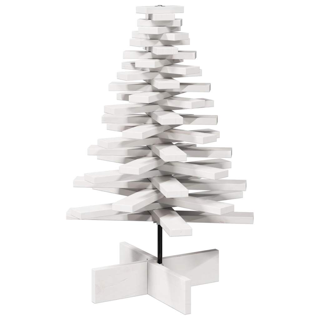 Árvore Natal decorativa 80 cm madeira de pinho maciça branco